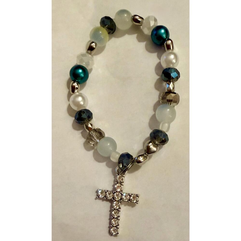 Angel Wing & Rhinestone Cross Charm Bracelets - Picture 2 of 5